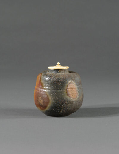 Eine Teedose chaire des Künstlers Fujiwara Ken aus Bizen-Keramik.