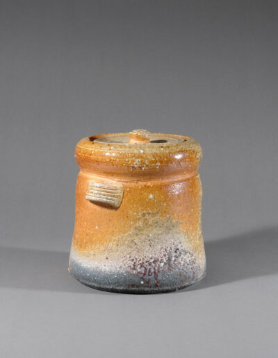 Ein Frischwassergefäß mizusashi aus Iga-Keramik des Künstlers Jan Kollwitz.